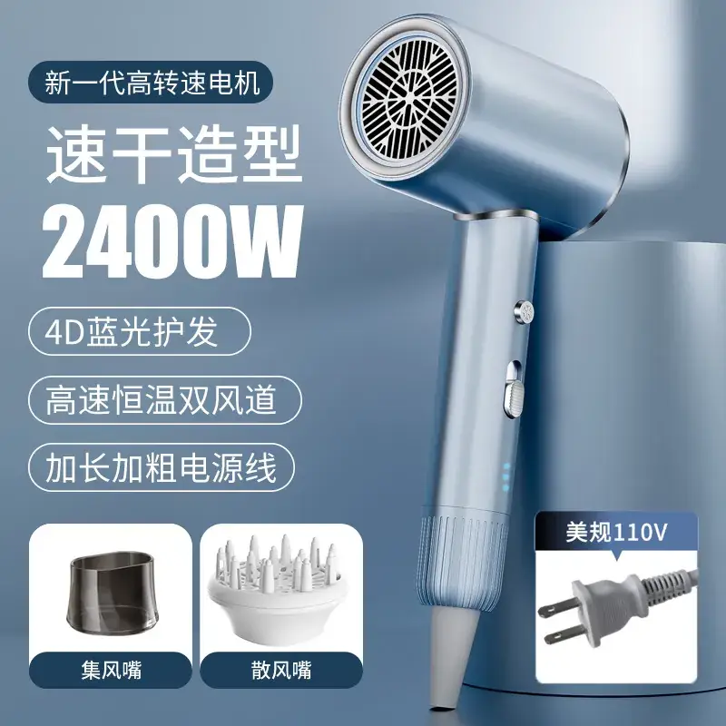 2400W High-Speed Hair Dryer with Blue Light & 110V
