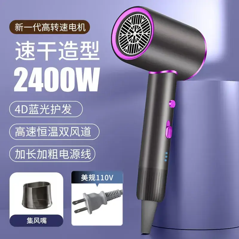 2400W High-Speed Hair Dryer with Blue Light & 110V