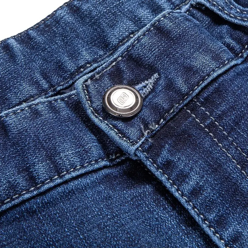 Men Slim Fit Blue Jeans Winter Thick Comfort - Image 7