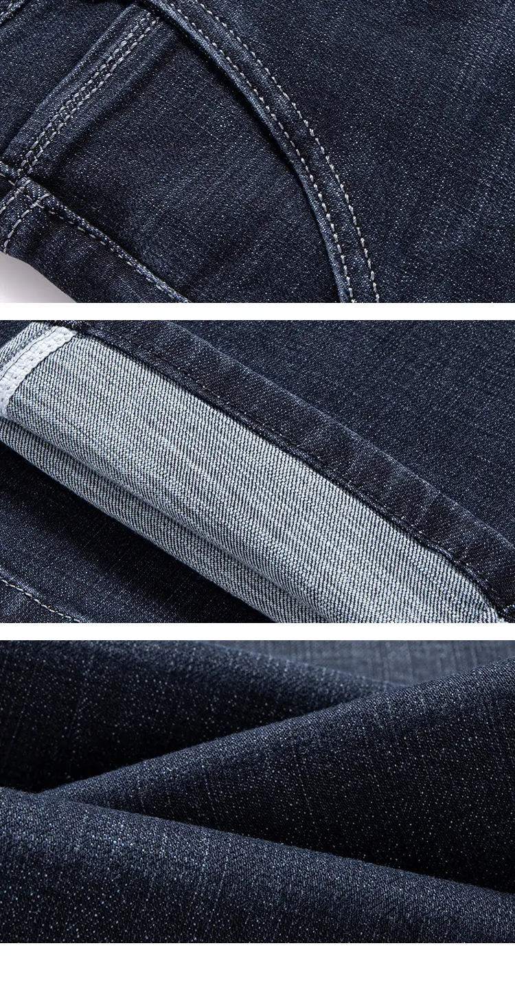 Men Slim Fit Blue Jeans Winter Thick Comfort — feature 11