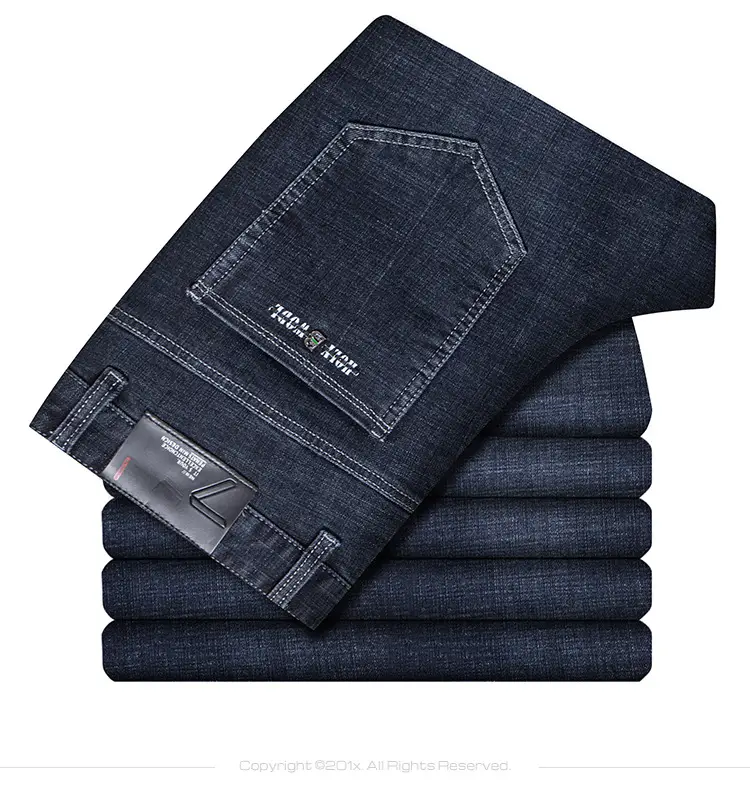 Men Slim Fit Blue Jeans Winter Thick Comfort — feature 9
