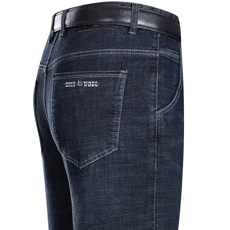 Men Slim Fit Blue Jeans Winter Thick Comfort - Image 2