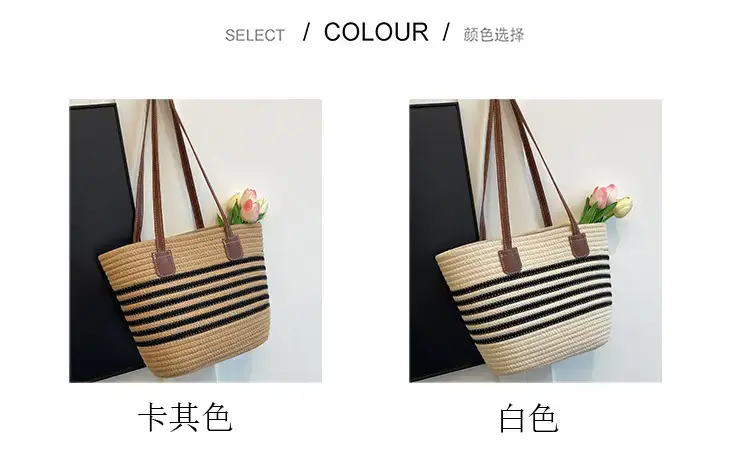 Straw Tote Bag Large Capacity 2025 Summer Beach Use — feature 2