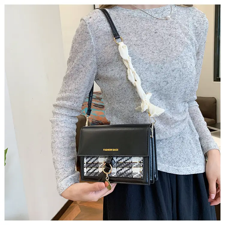 Black Embroidered Chain Shoulder Bag for Women — feature 10