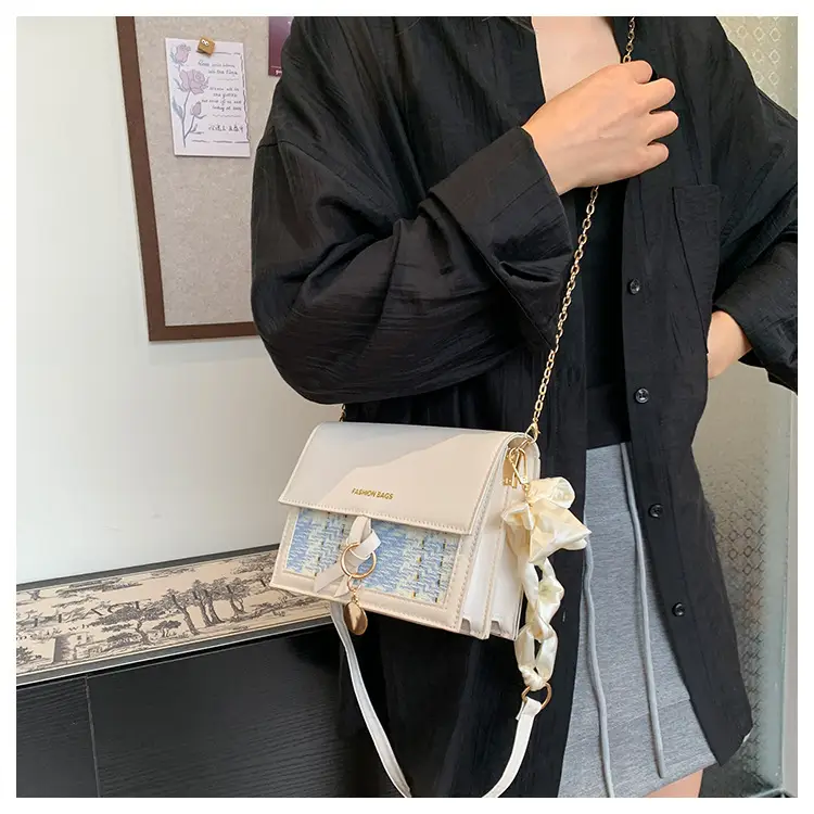 Black Embroidered Chain Shoulder Bag for Women — feature 13