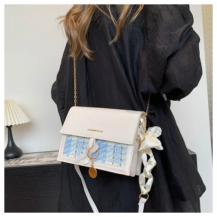 Black Embroidered Chain Shoulder Bag for Women — feature 15