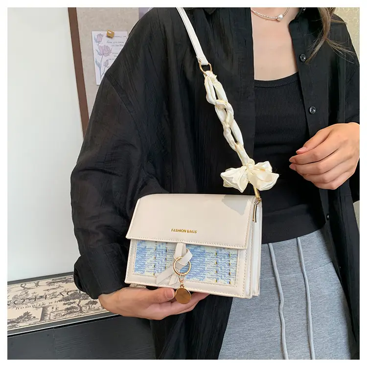 Black Embroidered Chain Shoulder Bag for Women — feature 16