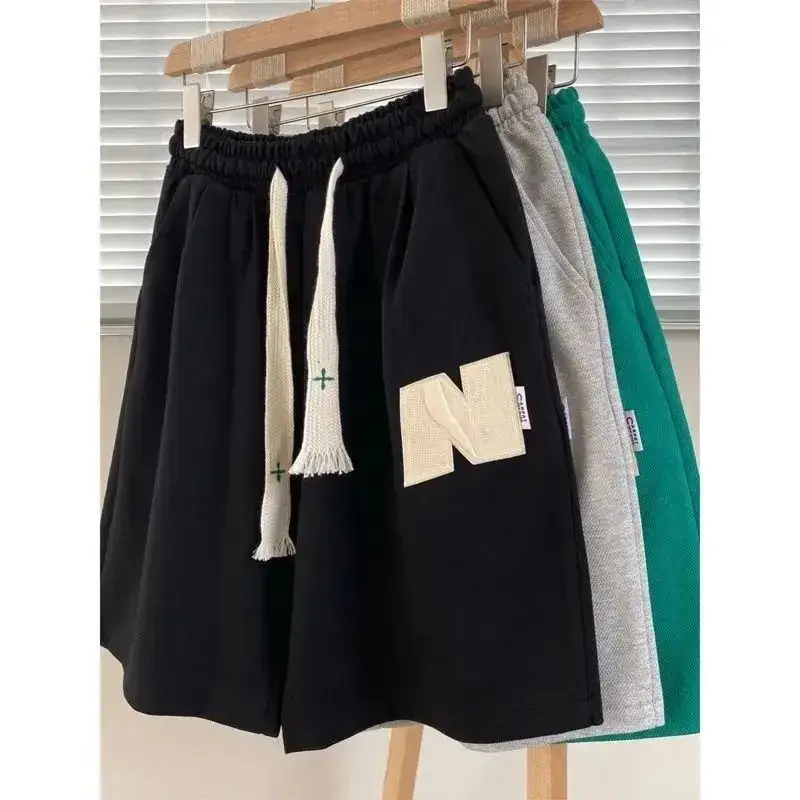 Men Green Heavy Waffle Casual Shorts Wide Leg Summer - Image 4