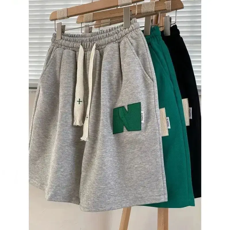 Men Green Heavy Waffle Casual Shorts Wide Leg Summer - Image 2