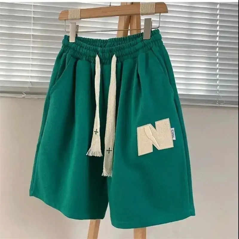 Men Green Heavy Waffle Casual Shorts Wide Leg Summer - Image 5