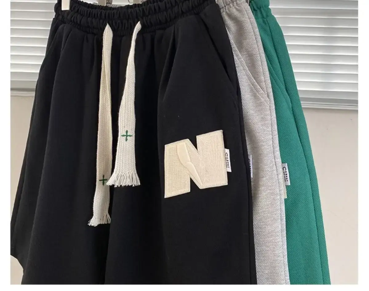 Men Green Heavy Waffle Casual Shorts Wide Leg Summer — feature 12
