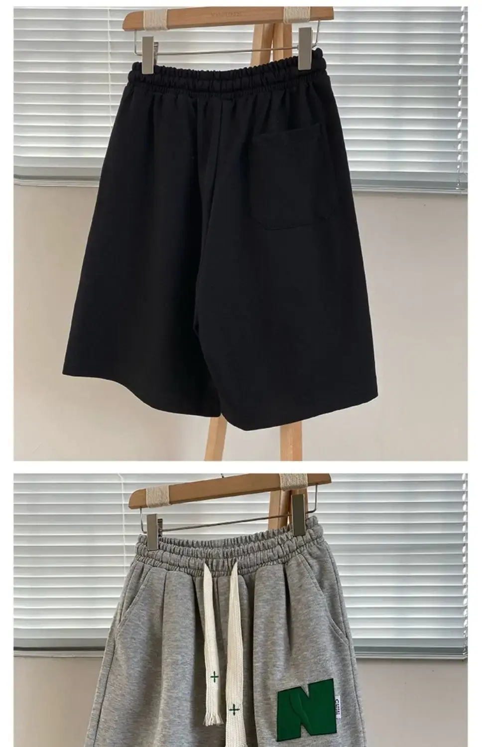 Men Green Heavy Waffle Casual Shorts Wide Leg Summer — feature 15
