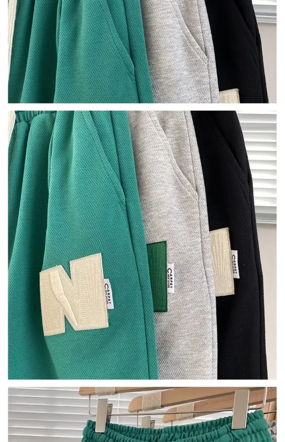 Men Green Heavy Waffle Casual Shorts Wide Leg Summer — feature 8