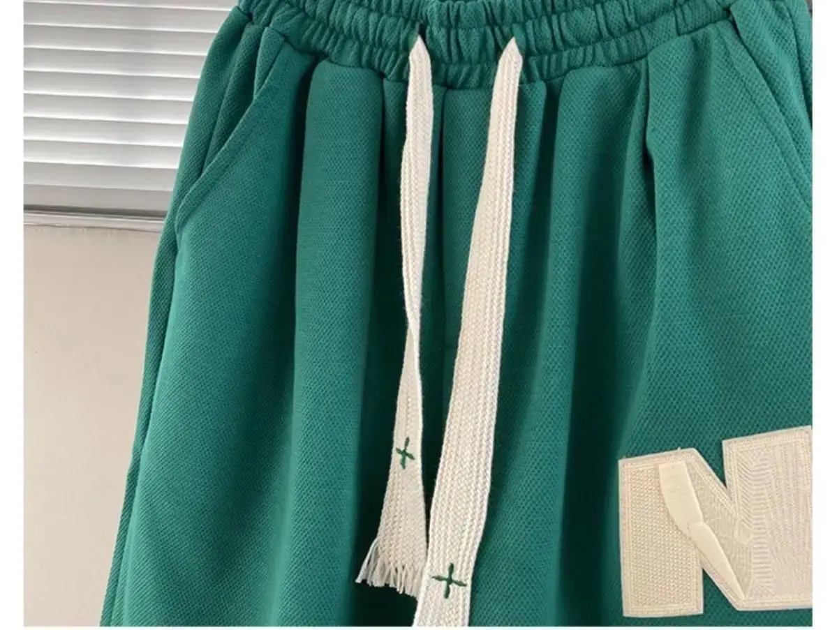 Men Green Heavy Waffle Casual Shorts Wide Leg Summer — feature 9