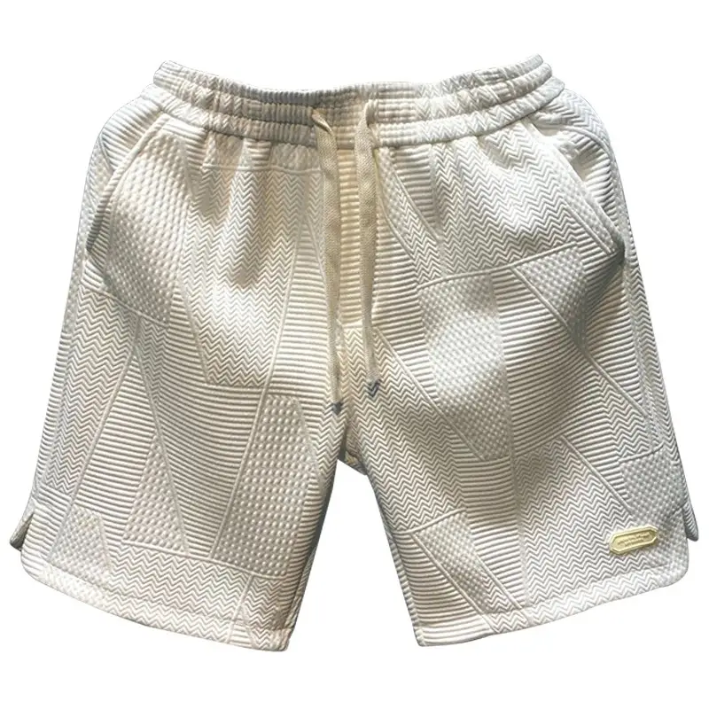 Men's White Wavy Shorts Summer Casual Shorts