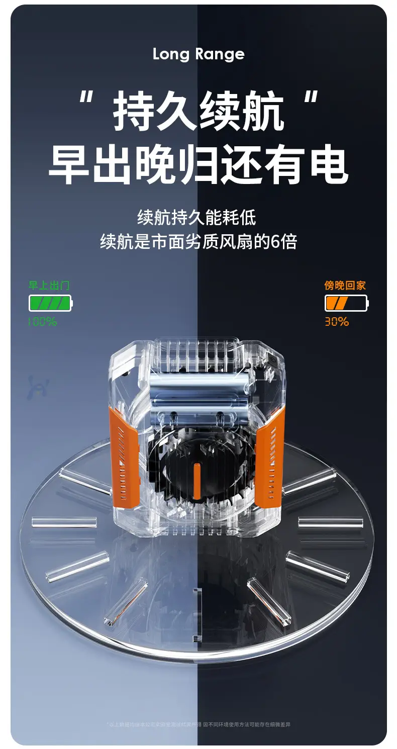 USB Rechargeable Waist Fan Orange Black 120cm — feature 9