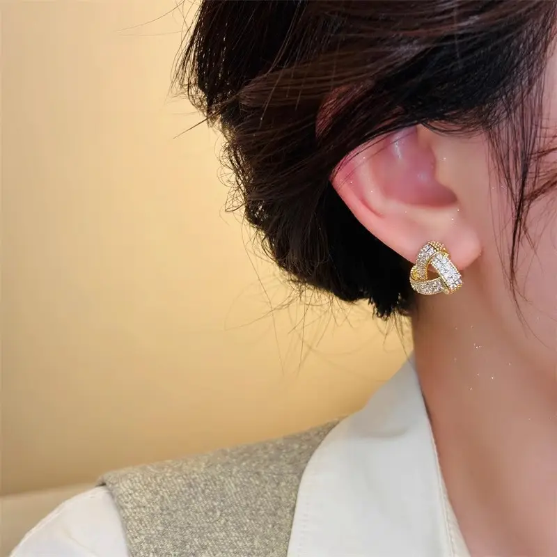 Electroplated Zircon Flower Earrings for Women — feature 3