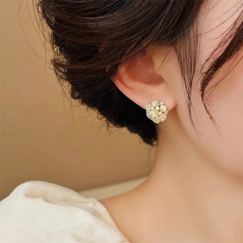 Electroplated Zircon Flower Earrings for Women — feature 32