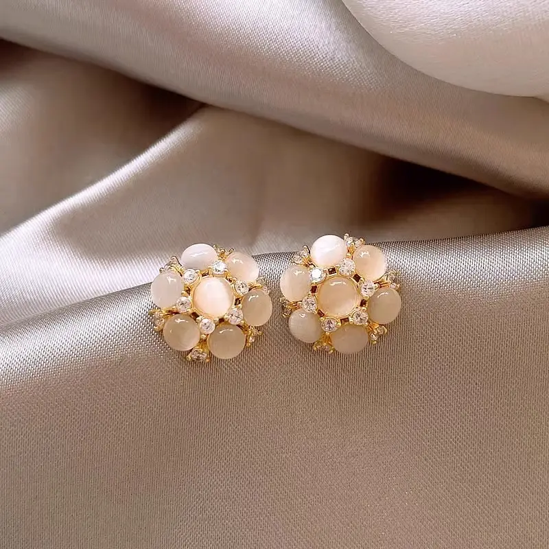 Electroplated Zircon Flower Earrings for Women — feature 33