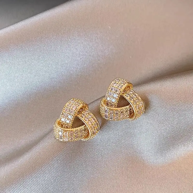 Electroplated Zircon Flower Earrings for Women — feature 4