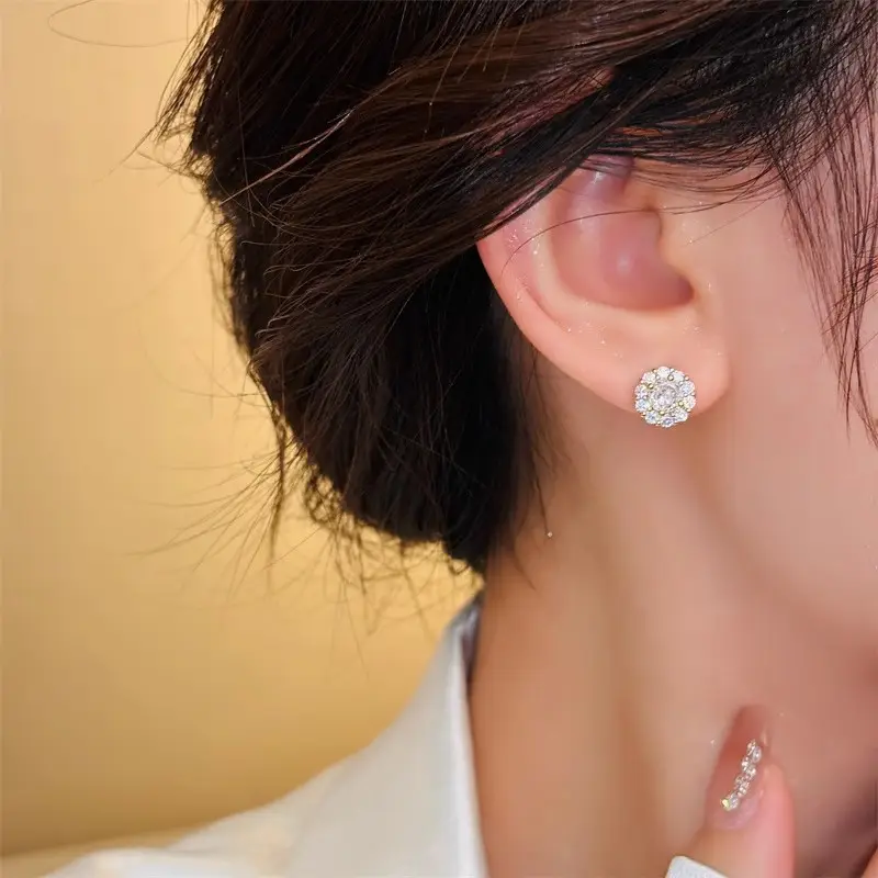 Electroplated Zircon Flower Earrings for Women — feature 7