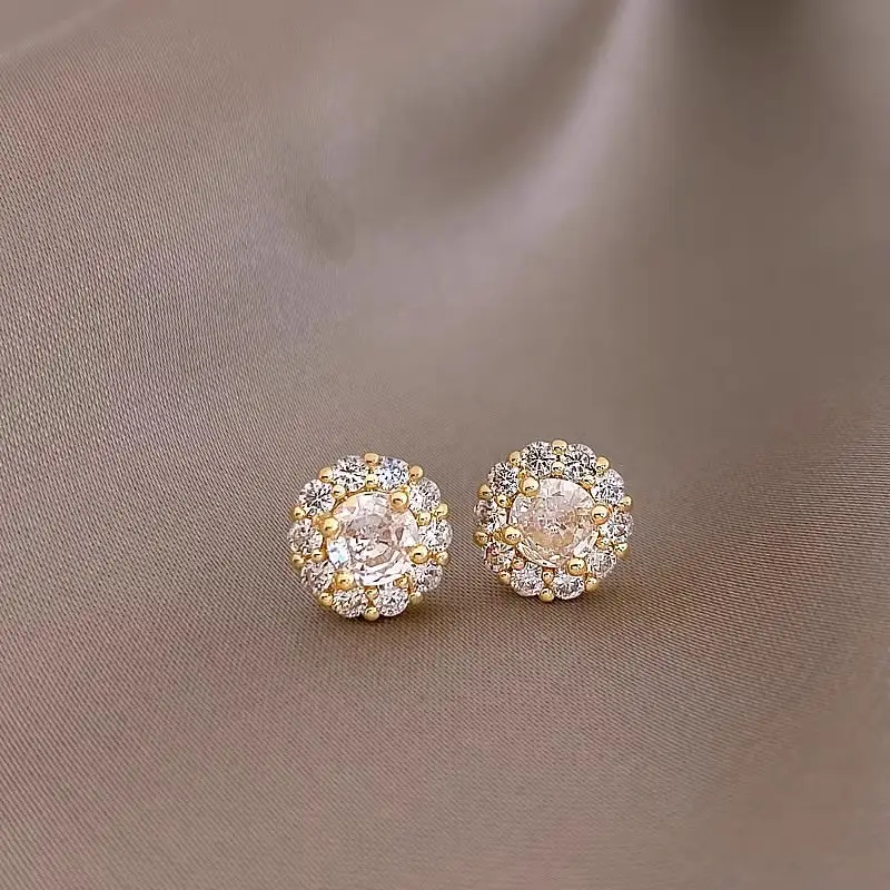 Electroplated Zircon Flower Earrings for Women — feature 8