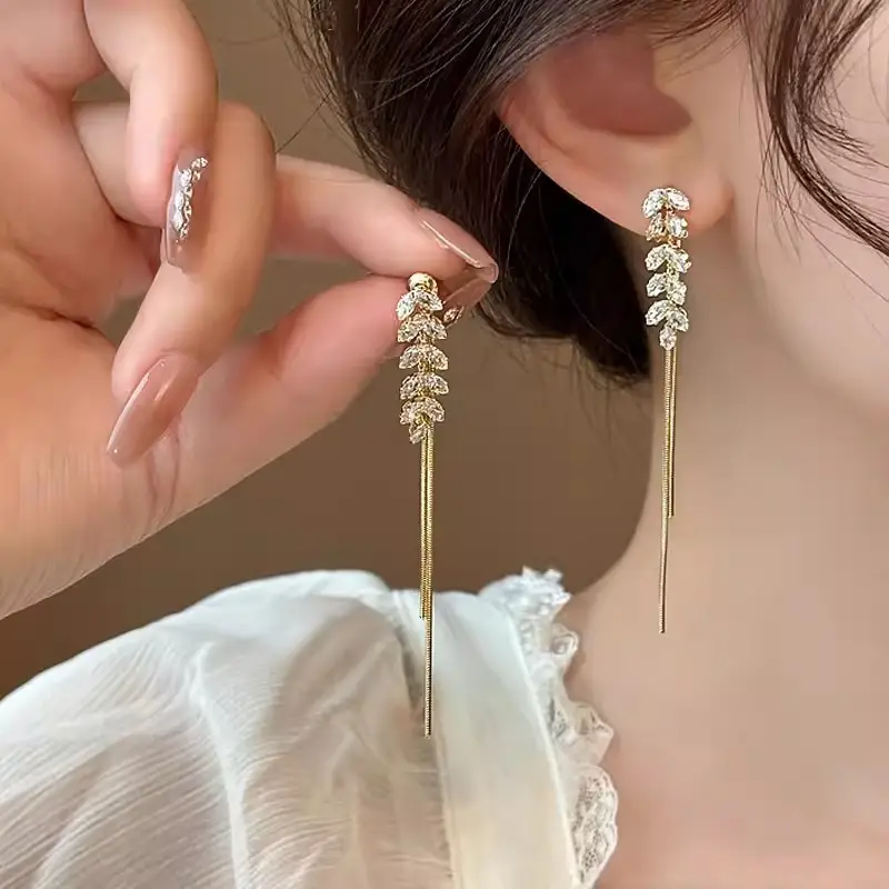 Electroplated Zircon Flower Earrings for Women
