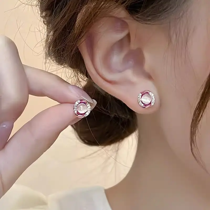 Electroplated Zircon Flower Earrings for Women