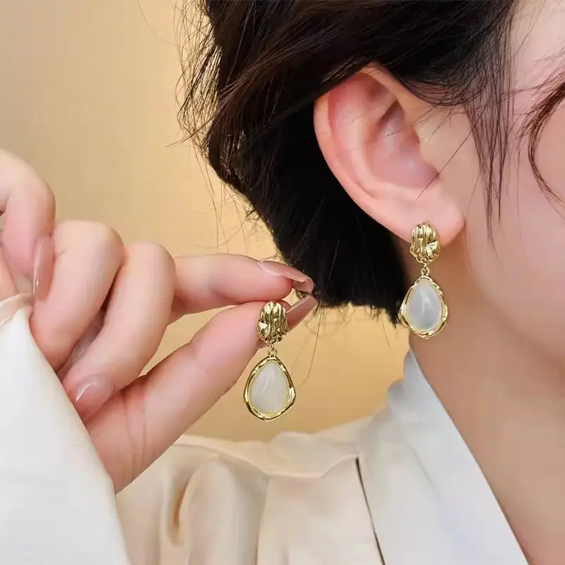 Electroplated Zircon Flower Earrings for Women