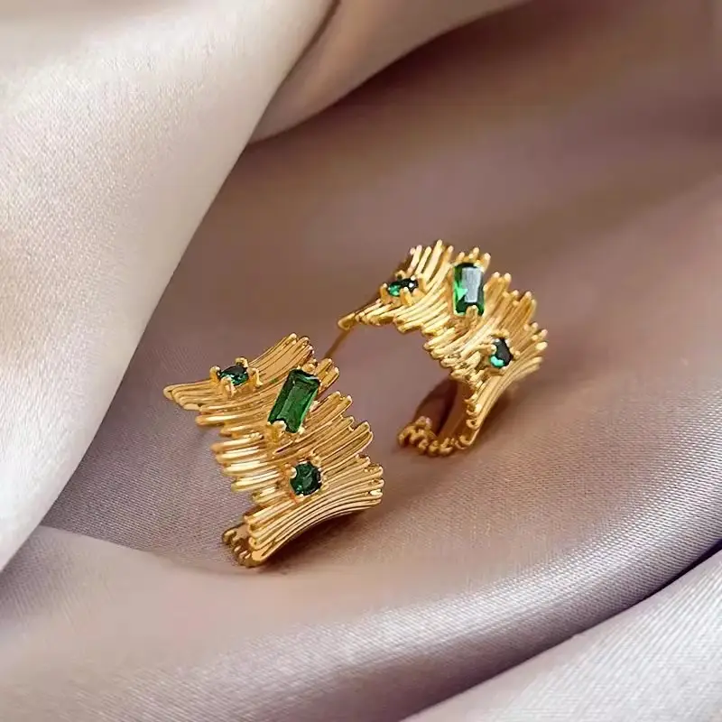 Electroplated Zircon Flower Earrings for Women