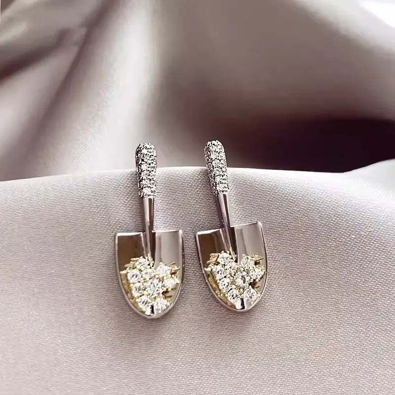 Electroplated Zircon Flower Earrings for Women