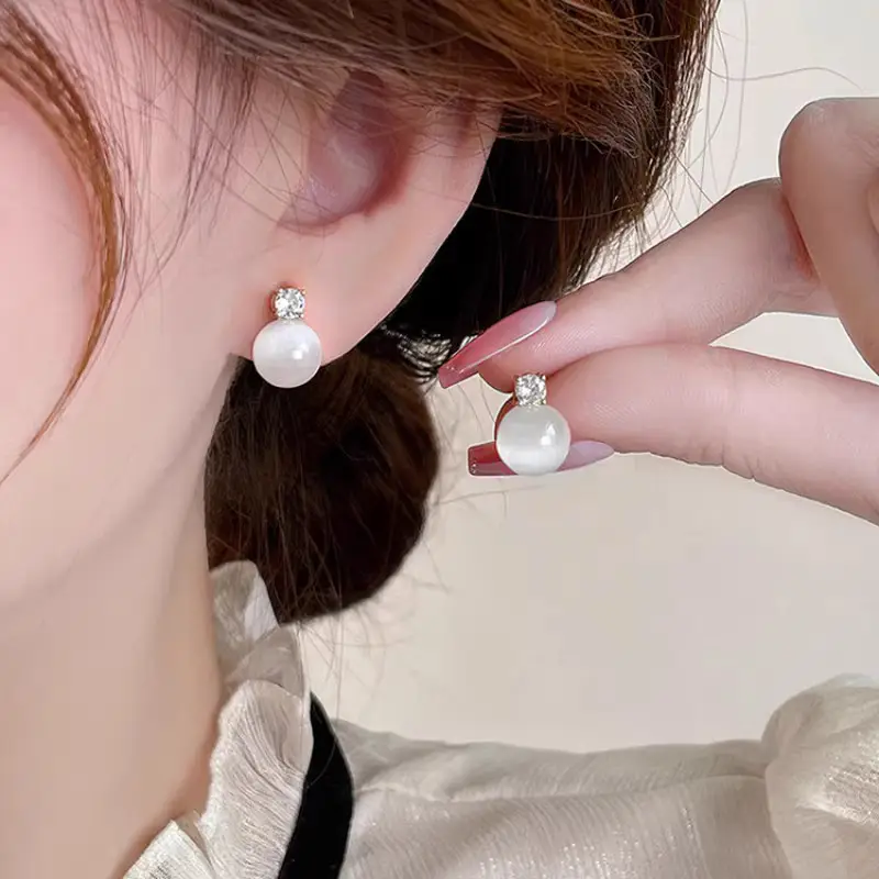 Electroplated Zircon Flower Earrings for Women