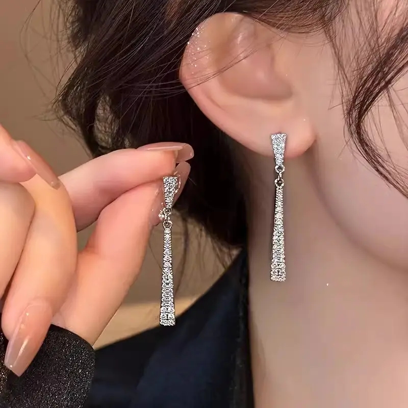 Electroplated Zircon Flower Earrings for Women