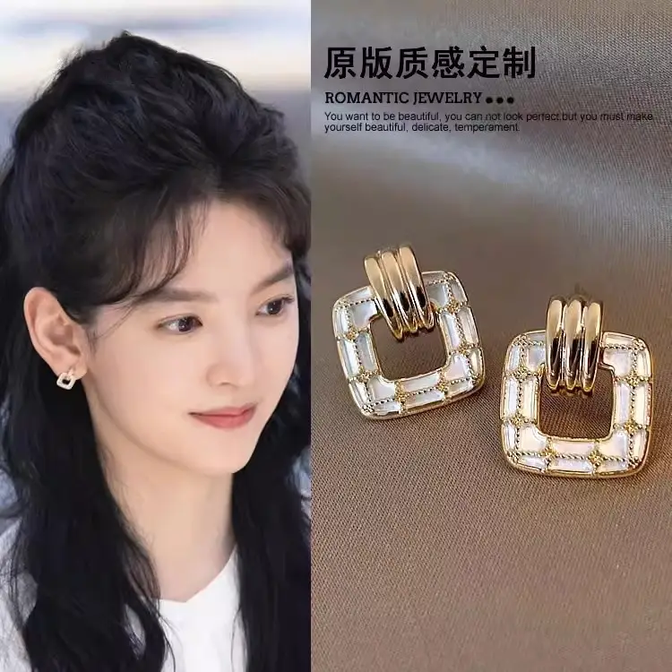 Electroplated Zircon Flower Earrings for Women