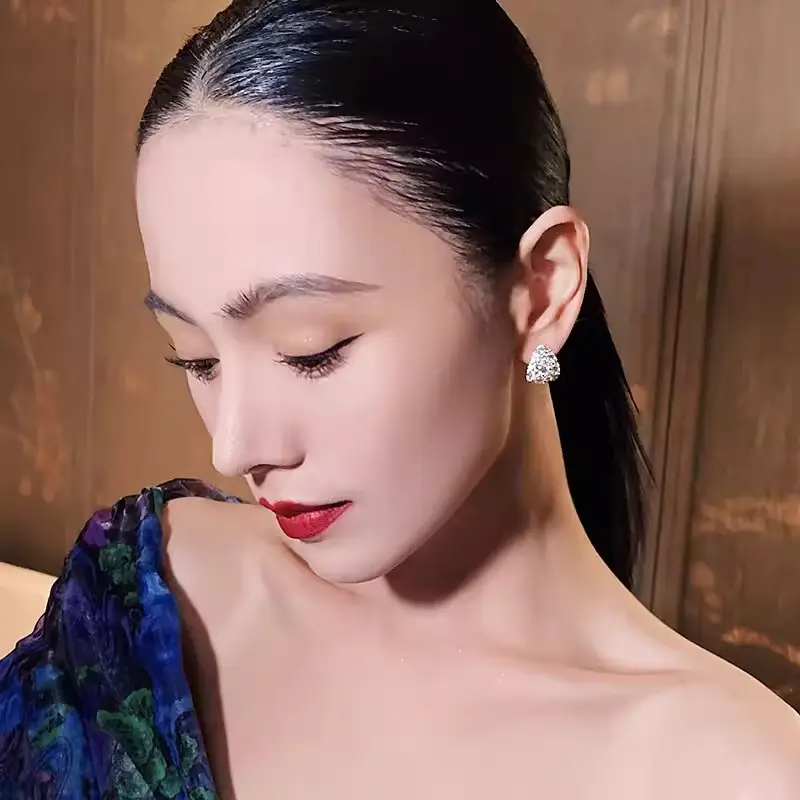 Electroplated Zircon Flower Earrings for Women