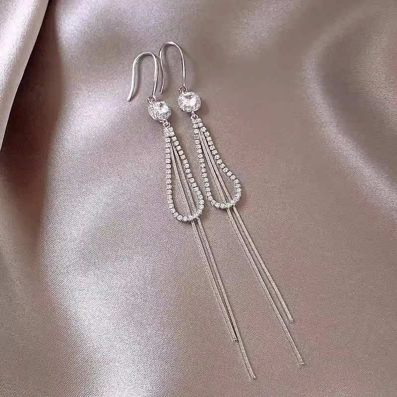 Electroplated Zircon Flower Earrings for Women