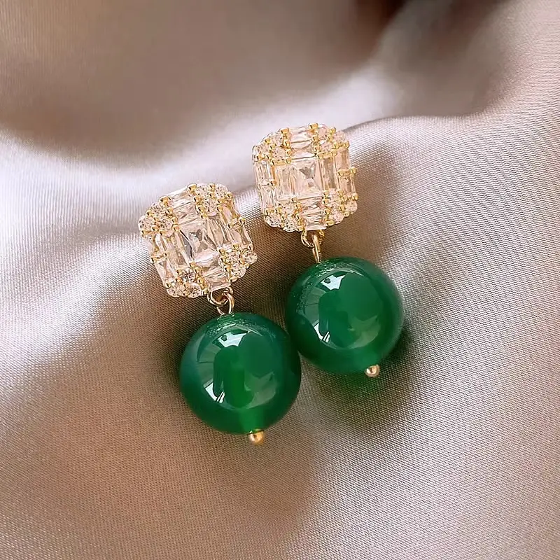 Electroplated Zircon Flower Earrings for Women
