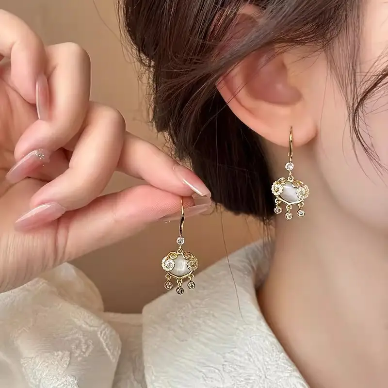 Electroplated Zircon Flower Earrings for Women