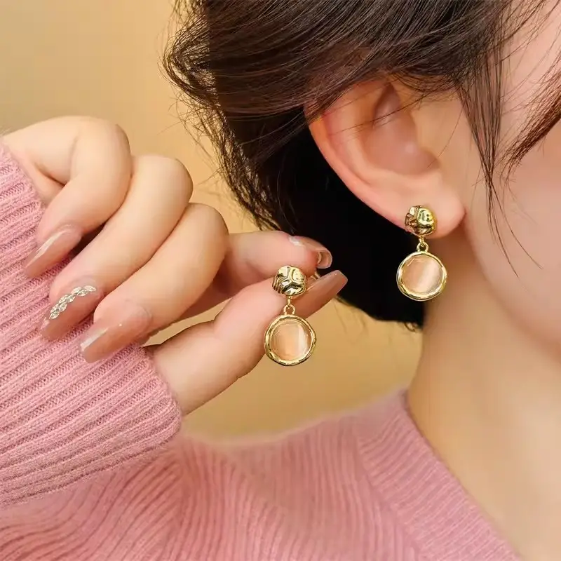 Electroplated Zircon Flower Earrings for Women