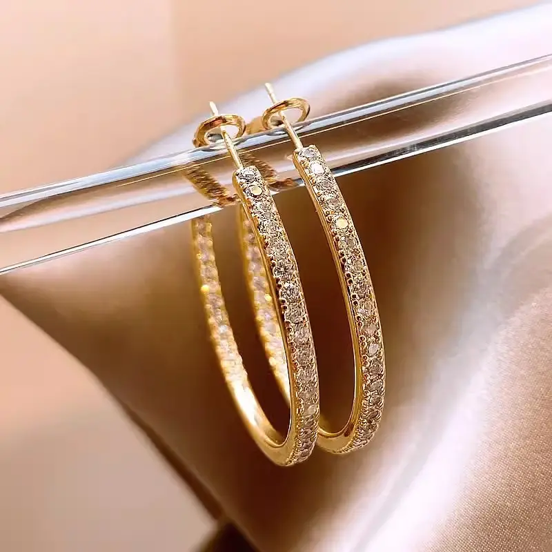 Electroplated Zircon Flower Earrings for Women