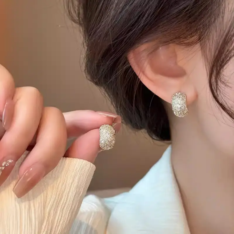Electroplated Zircon Flower Earrings for Women