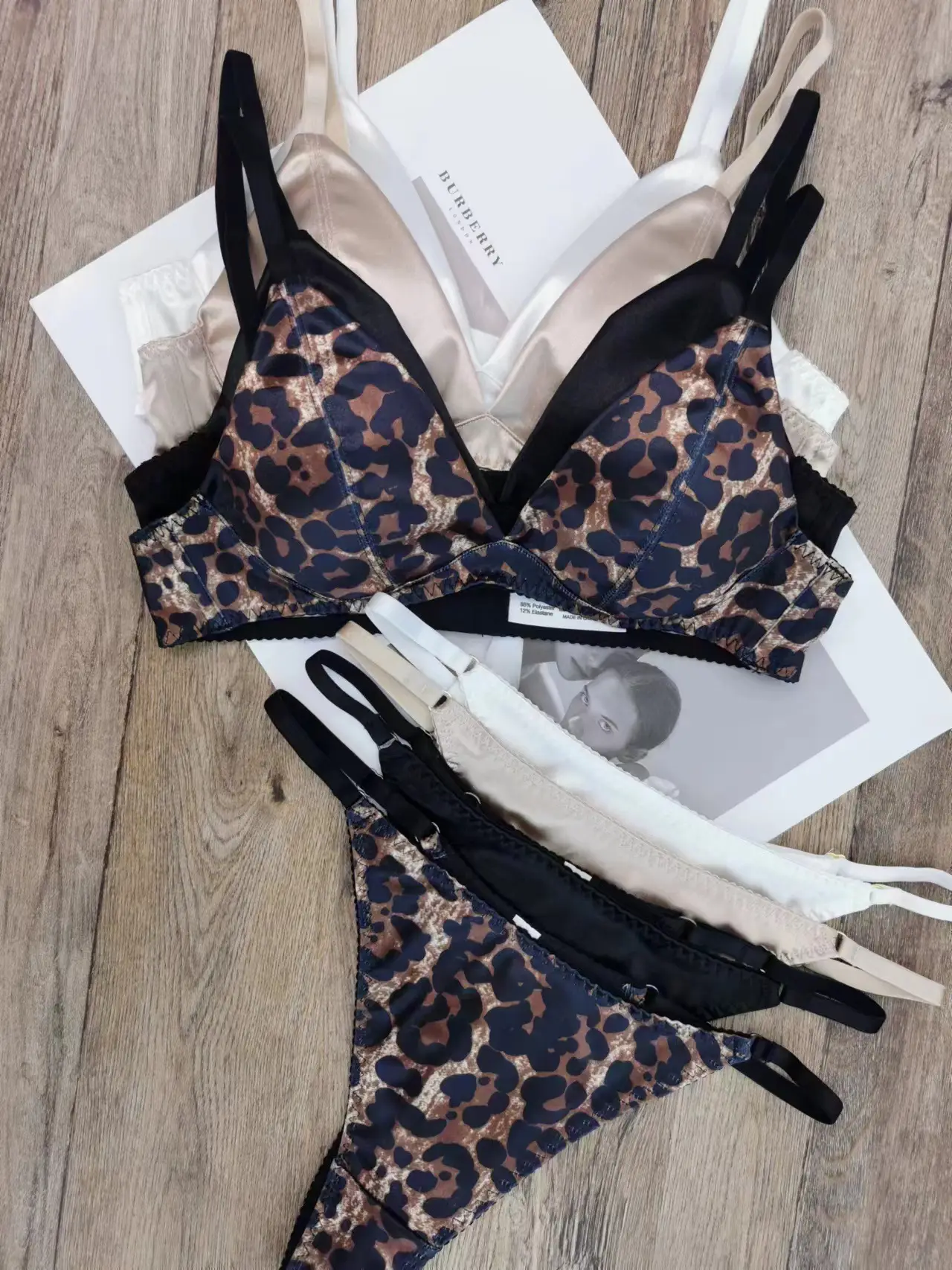 White Satin Triangle Cup Bra Set for Women — feature 5