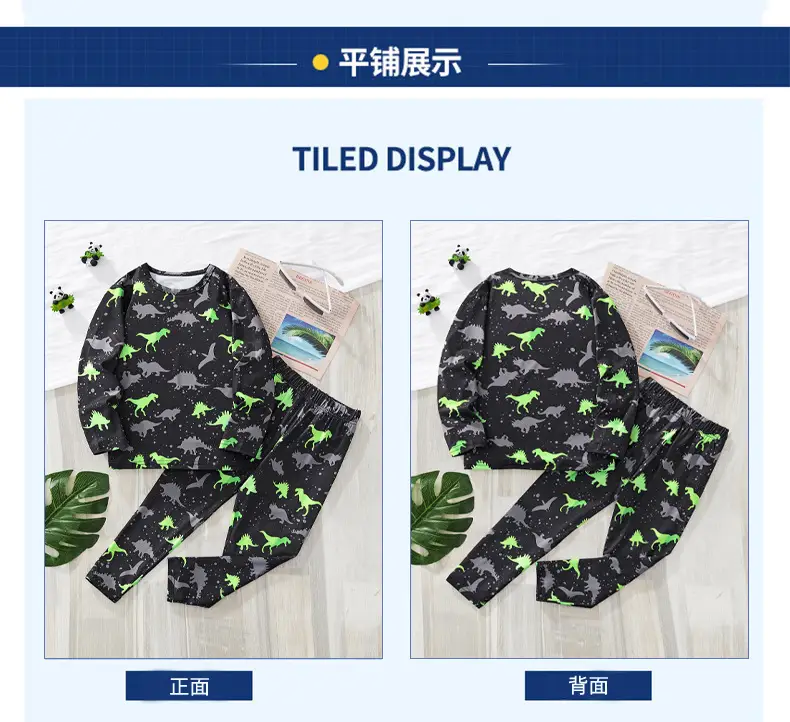 Boys Dinosaur Print Long Sleeve Sleep Suit Black — feature 6