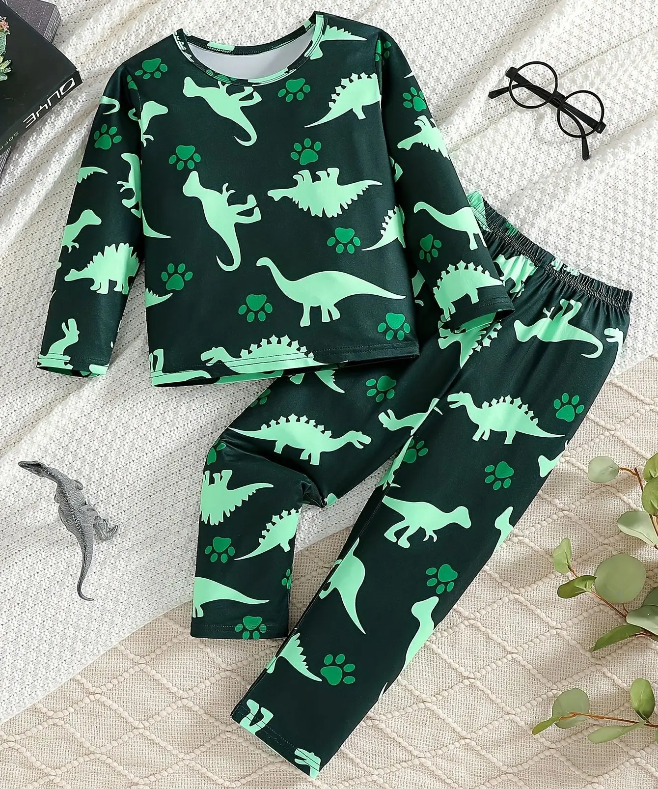 Boys Dinosaur Print Long Sleeve Sleep Suit Black - Image 3