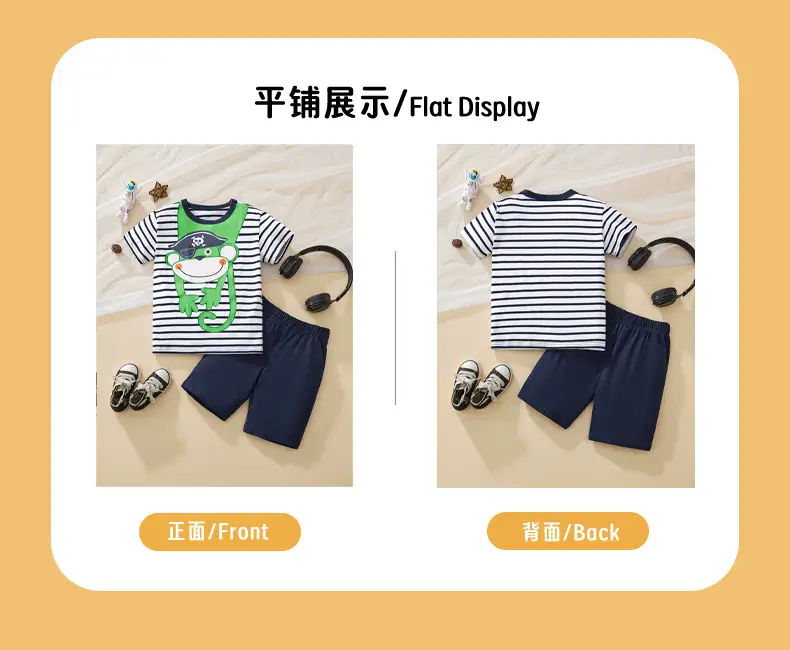 Kids Striped T-Shirt & Shorts Set Navy White 2025 — feature 5