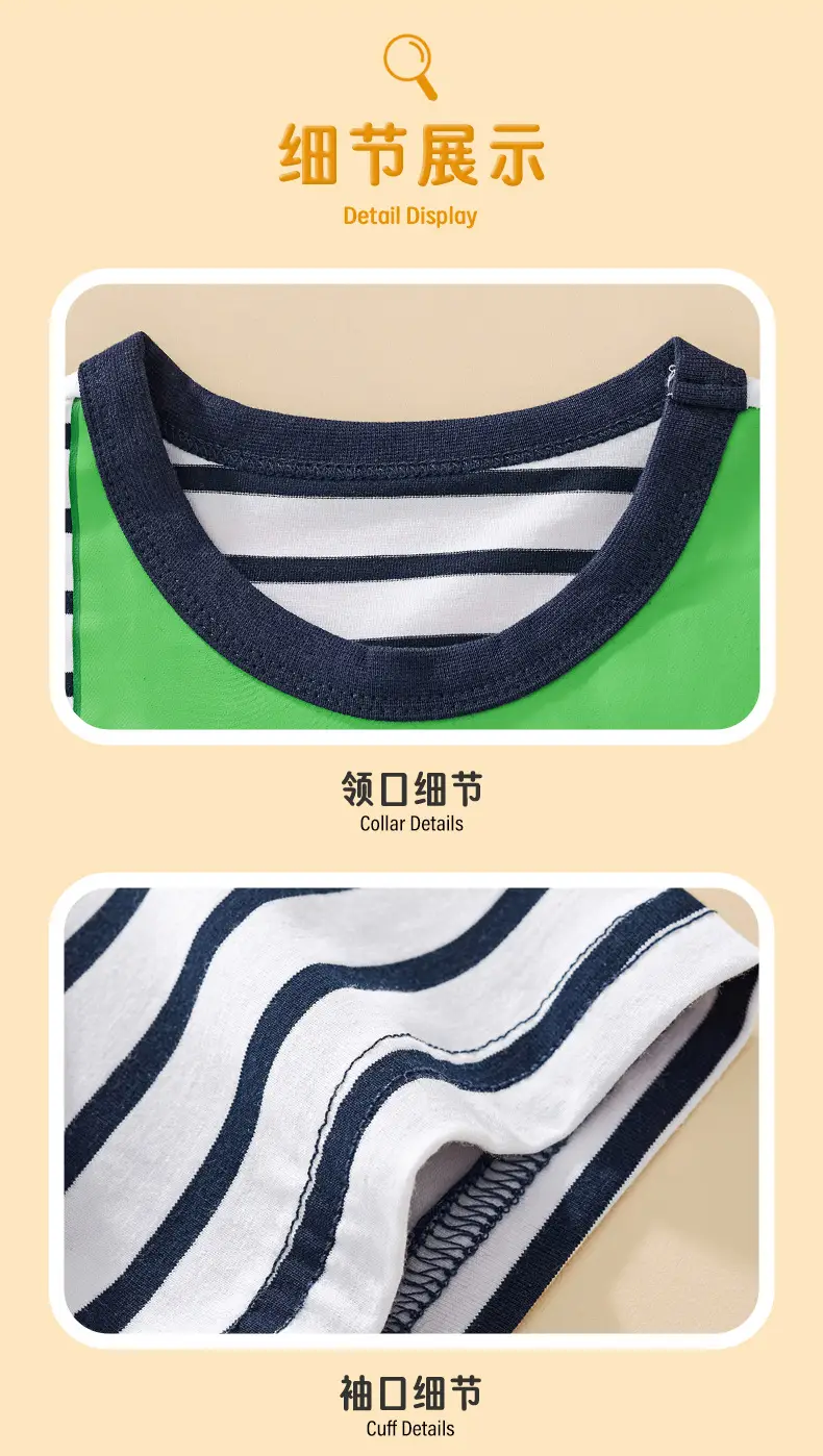 Kids Striped T-Shirt & Shorts Set Navy White 2025 — feature 9