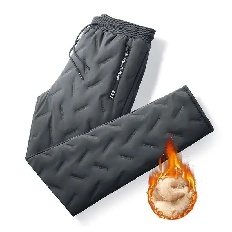 Winter Men's Black Fleece Sweatpants Warm Waterproof