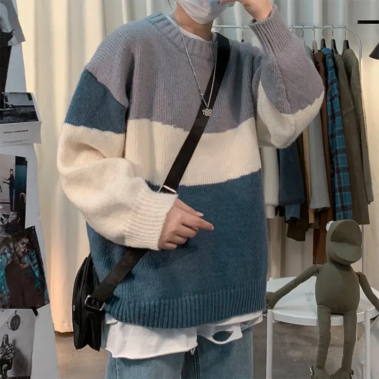 Men Colorblock Knit Sweater Autumn Base - Image 4