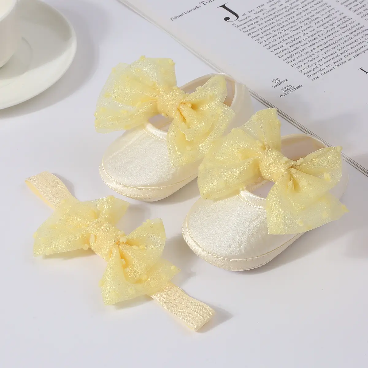 Baby Bow Hair Shoes Yellow New Princess Dress — feature 16