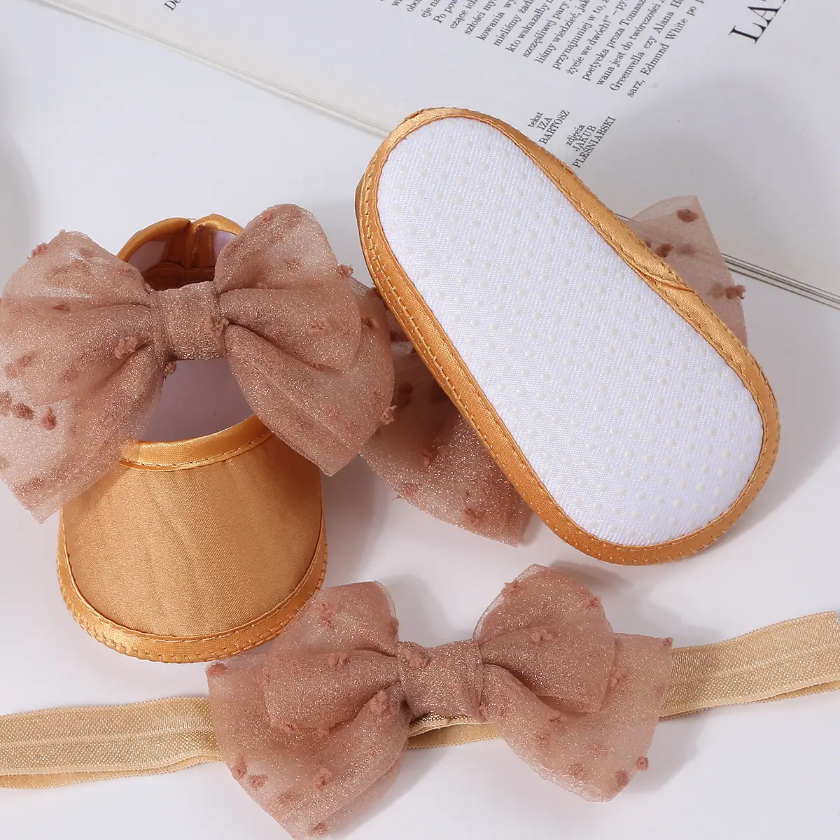 Baby Bow Hair Shoes Yellow New Princess Dress — feature 4